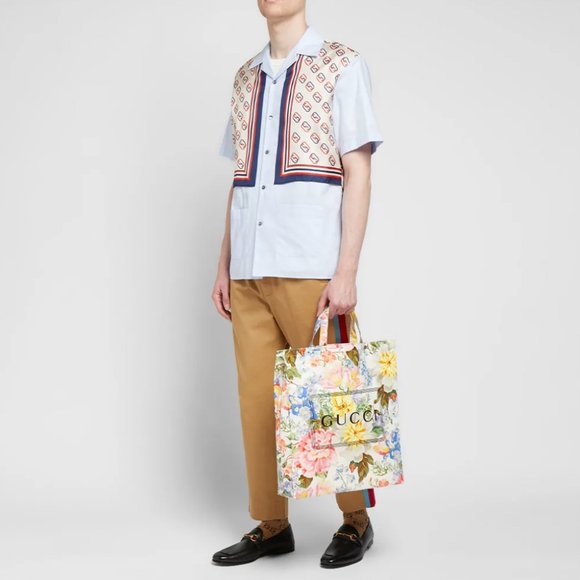 Gucci Floral-print Logo Tote Bag in White NEW WITH DUST BAG - Picture 12 of 14